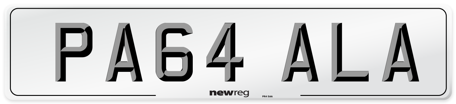 PA64 ALA Number Plate from New Reg